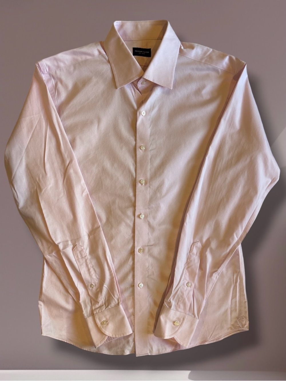 Proper Cloth Light Pink 100% Cotton Long Sleeve Dress Shirt Sz 16 (Chest 21.5)